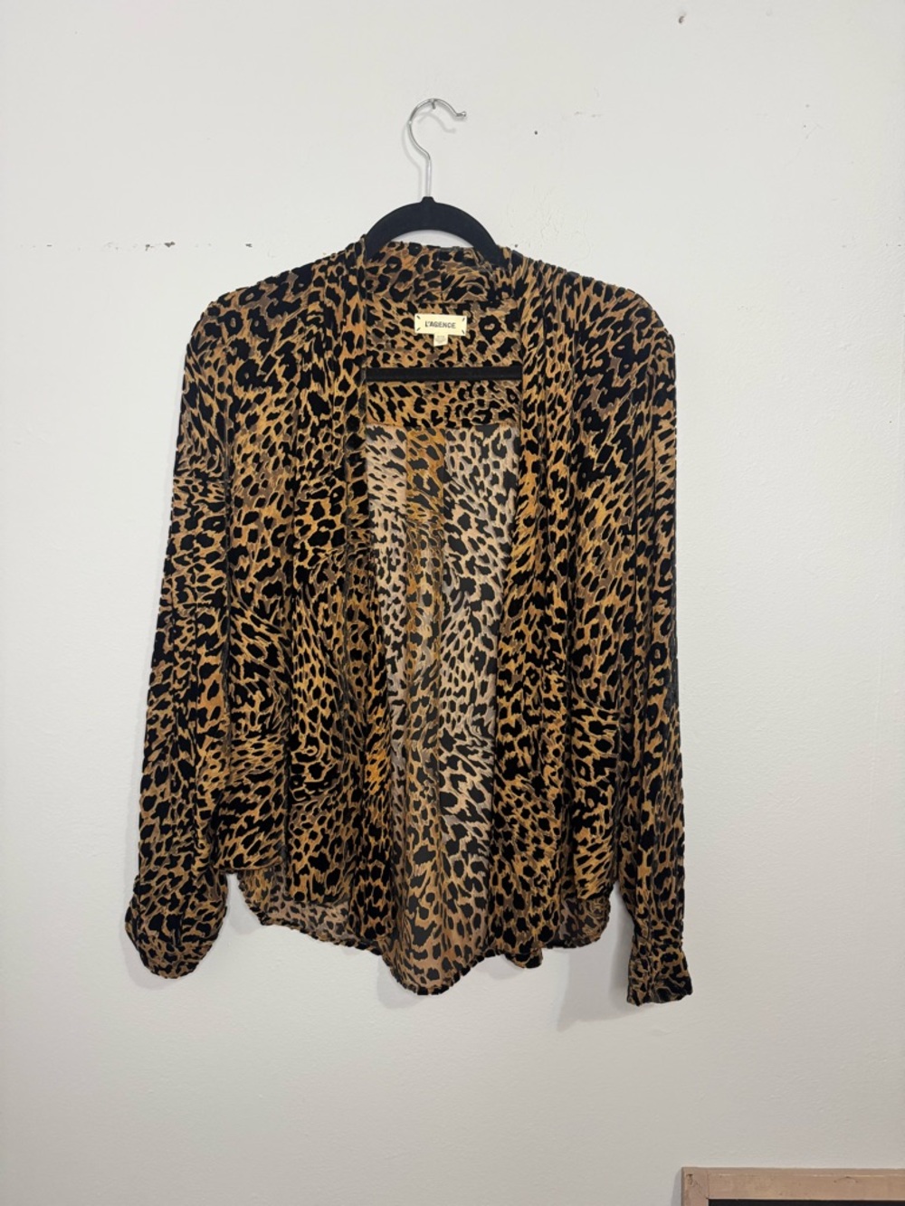 L'AGENCE Leopard-Print Open Cardigan Blouse - Picture 1 of 6